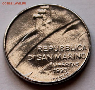 Сан Марино 100 лир 1990. ТИРАЖ - 1 086 000. Весы - 12