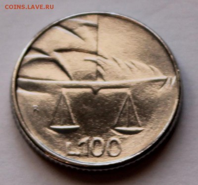 Сан Марино 100 лир 1990. ТИРАЖ - 1 086 000. Весы - 6