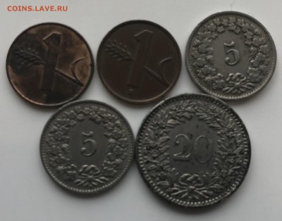 Швейцария 18 монет от 1 франка до 1 раппена 19-20 в до 29.01 - 60A87696-9BE6-4EC4-847A-536BA99152F5