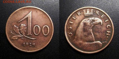 МОНЕТЫ МИРА 01-19 - Австрия – 100 крон (1924)