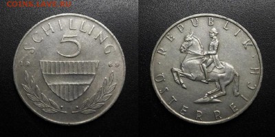 МОНЕТЫ МИРА 01-19 - Австрия – 5 шиллингов (1969) «Всадник» медь-ник. №2