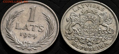Латвия 1 лат 1924 - Серебро Латвия 1 лат 1924   8-6-4