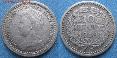 Нидерланды 10 центов 1919 до 02-02-19 в 22:00 - Нидерланды 10 центов 1919    180-ак13-4111