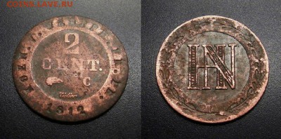 МОНЕТЫ МИРА 01-19 - Германия (Вестфалия) – 2 сантима (1812 С) «Наполеон»