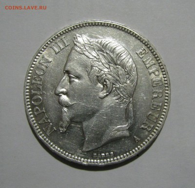 Франция. Наполеон III. 5 ФРАНКОВ(А) 1868 года. До 30.01.2019 - 5фр1868а.JPG