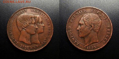 МОНЕТЫ МИРА 01-19 - Бельгия – 10 сантимов (1853) «Свадьба герцога Леопольда и Марии Генриетты» №1