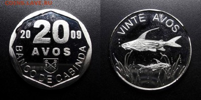 МОНЕТЫ МИРА 01-19 - Кабинда – 20 аво (2009) «Рыба»