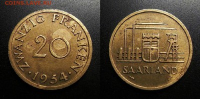 МОНЕТЫ МИРА 01-19 - Саар (Саарланд) – 20 франков (1954) №3