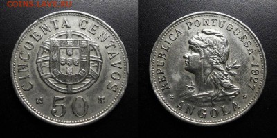 МОНЕТЫ МИРА 01-19 - Португ. Ангола – 50 сентаво (1927)