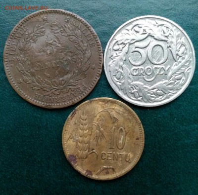 ЛИТВА 20цент 1925, ФРАНЦИЯ 5сант 1893,ПОЛЬША 50грош 1923, - P_20180402_172759_1[1]