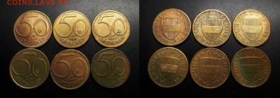 МОНЕТЫ МИРА 01-19 - Австрия – набор – 50 грошей (1959-60-61-65-67-74) (6 шт.) наб. №12