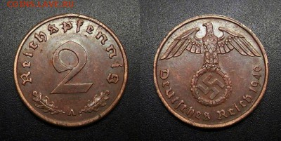 МОНЕТЫ МИРА 01-19 - Германия (3-й Рейх) – 2 рейхспфеннига (1940 А) бронза №2