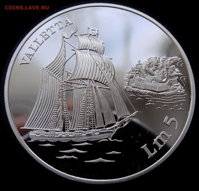 Мальта 5 лир 1994 г Парусник  Valletta - DSCN4088.JPG