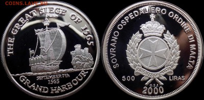Мальтийский Орден 500 лир 2000 Корабль Ag999 31.2 г - Мальта Орден  500 лир 2000 г.