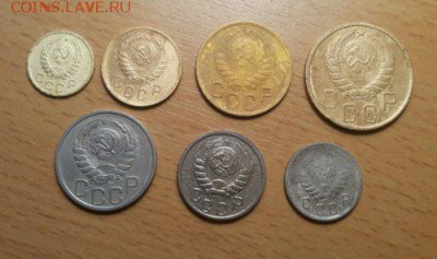 Погодовка СССР 7 монет 1940г.: 1,2,3,5,10,15,20 коп. - 1940-7шт А к