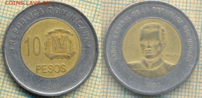Доминикана 10 песо 2008 г., до 06.02.2019 г. 22.00 по Москве - Доминикана 10 песо 2008  4497