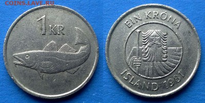 Исландия - 1 крона 1981 года до 6.02 - Исландия 1 крона 1981