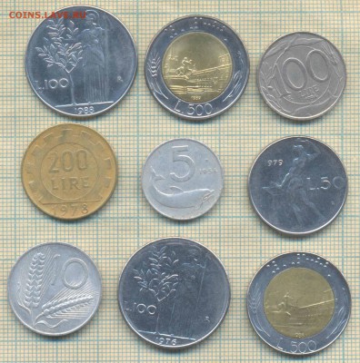 Италия 9 монет, до 06.02.2019 г. 22.00 по Москве - Италия 9 22 09