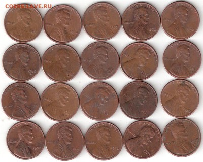 1 цент США - 20 монет, РАСПРОДАЖА по ФИКС - 20cent P