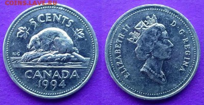 Канада - 5 центов 1994 года до 7.02 - Канада 5 центов 1994