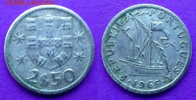 Португалия - 2.5 эскудо 1965 года до 7.02 - португалия 1965 2.5 эскудо