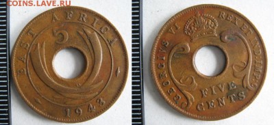 Брит Вост Африка 5 центов 1943   до 07-02-19 в 22:00 - 5 19 Брит Вост Африка 5 центов 1943    608
