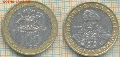 Чили 100 песо 2010 г. ,до 08.02.2019 г. 22.00 по Москве - Чили 100 песо 2010  4160