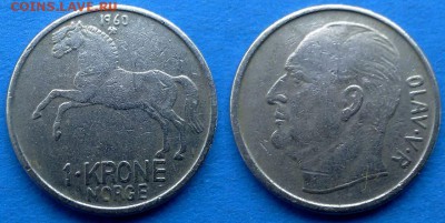 Норвегия - 1 крона 1960 года до 9.02 - Норвегия 1 крона 1960