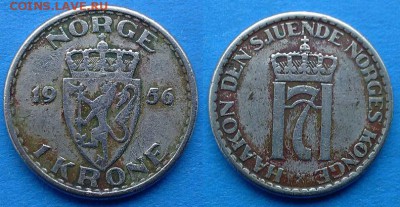 Норвегия - 1 крона 1956 года до 11.02 - Норвегия 1 крона 1956