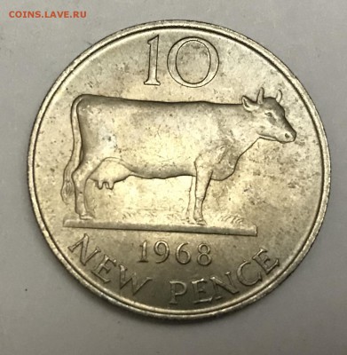 10 пенсов Гернси 1968 Корова UNC с 1 рубля - 4995CF3B-8246-4351-80C5-F301D65A3BA2
