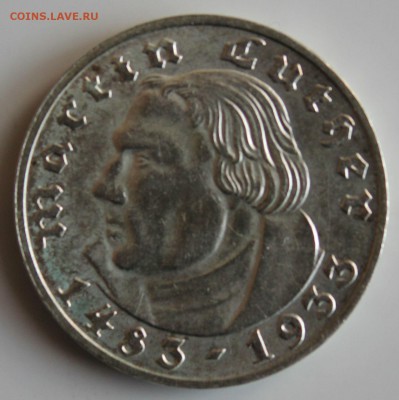 С РУБ. ТРЕТИЙ РЕЙХ 2 марк 1933г."А" МАРТИН ЛЮТЕР UNC до 12.2 - IMG_6254.JPG