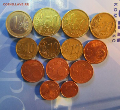 Евроценты  1 евро и центы 1999-2005 г   13шт     до 12.02 - IMG_4036.JPG