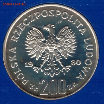 Ag Польша 200 злотых 1980 Казимир I до 12.02 в 22ч (Е564) - 5-п200з80а
