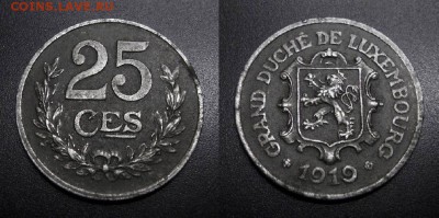 МОНЕТЫ МИРА 01-19 - Люксембург – 25 сантимов (1919) железо №1