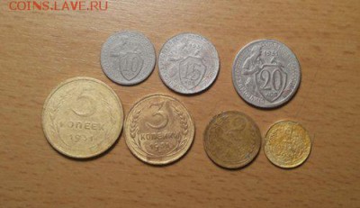 Погодовка СССР 7 монет 1931г.: 1,2,3,5,10,15,20 коп. - 1931-7шт Р к