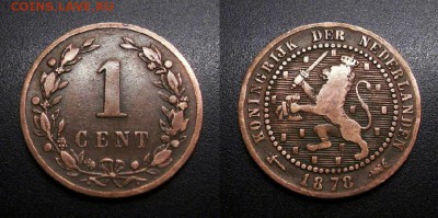 МОНЕТЫ МИРА 01-19 - Нидерланды – 1 цент (1878) бронза №3