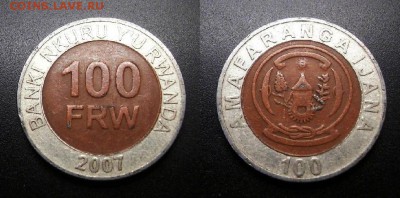 МОНЕТЫ МИРА 01-19 - Руанда – 100 франков (2007) «Герб» (бм)