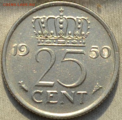 Нидерланды 25 центов 1950. 10. 02. 2019. в 22 - 00. - DSC_0467