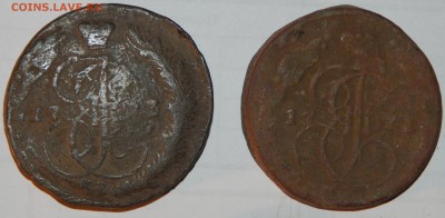 5 копеек 1771, 1773 гг., 2 шт., РИ, на чистку,до 22:00 10.02 - ПЯТАКИ 1771 1773.JPG