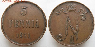 Финляндия 5 пенни 1911 до 15-02-19 в 22:00 - Финляндия 5 пенни 1911   с193