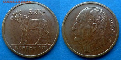 Норвегия - 5 эре ("Лось") 1970 года до 16.02 - Норвегия 5 эре 1970