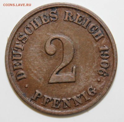 С РУБ.КАЙЗЕРРЕЙХ 2 пфеннига 1906г."J" до 15.02 в 22-00 - IMG_5920.JPG