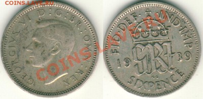 --Ag, Англия, 6 пенсов 1939 - до 21-00мск 09.06 - gb-6p-1939