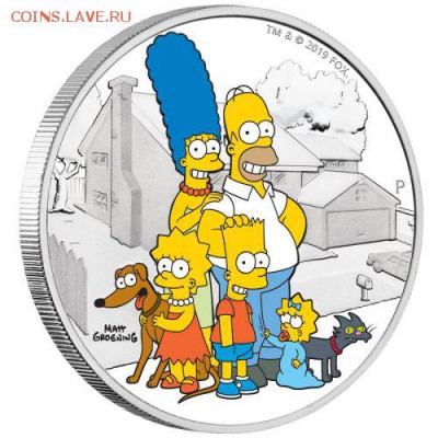 Кошки на монетах - 0-02-2019-The-Simpsons-Family-2oz-Silver-Proof-Coin-OnEdge-HighRes