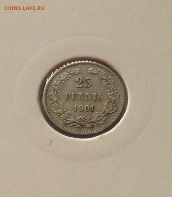 25 пенни 1901г. Русская Финляндия , до 20.02.19г. - 25p1-2