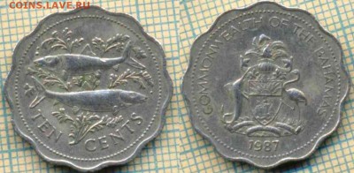 Багамы 10 центов 1987 г. , до 19.02.2019 г. 22.00 по Москве - Багамы 10 центов 1987  5180