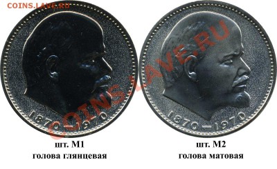 1 рубль 1970 года "100 лет Ленину",         "матовая голова" - ММ