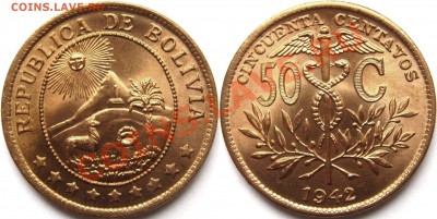 Боливия, 50 центаво 1942 - 50 centavos 1942