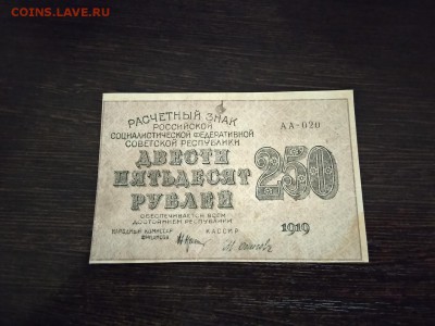 250 рублей РСФСР 1919 год	20.02.19 - 113