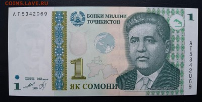 ТАДЖИКИСТАН 1 сомони 1999г., ДО 20.02. - ТАДЖИКИСТАН 1 сомони 1999г., А.(1)(1)(1)(1)(1)